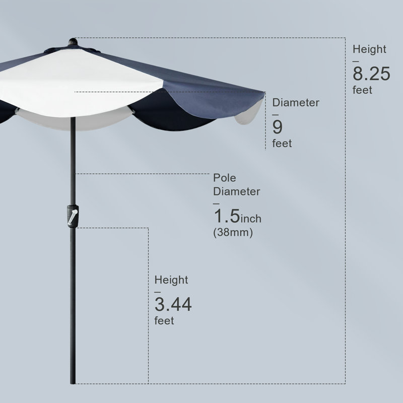 Parasol de marché Shoheb 108 po avec manivelle et contrepoids inclus