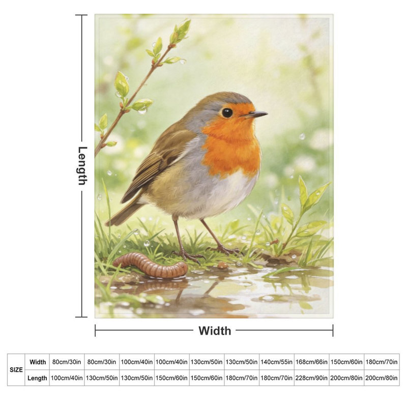 Jeté de luxe en flanelle Robin Bird, 50 x 60 po
