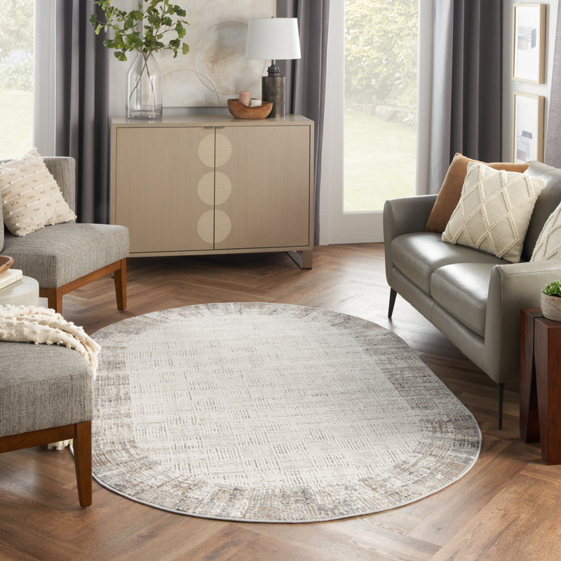 Adriao Geometric Indoor Rug, Oval 5' x 8