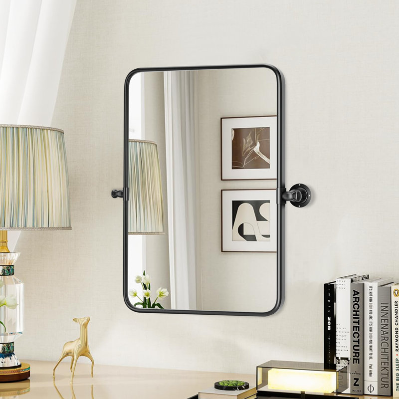 Miroir mural, Verticale, Noir, 30 po x 20 po