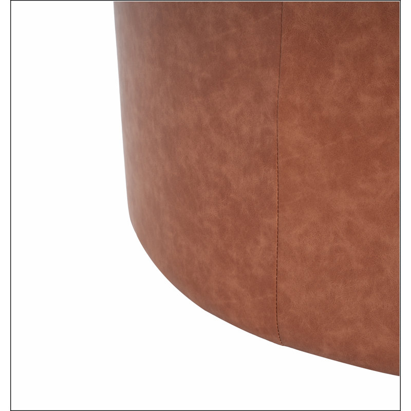 Upholstered Round Ottoman, Brown