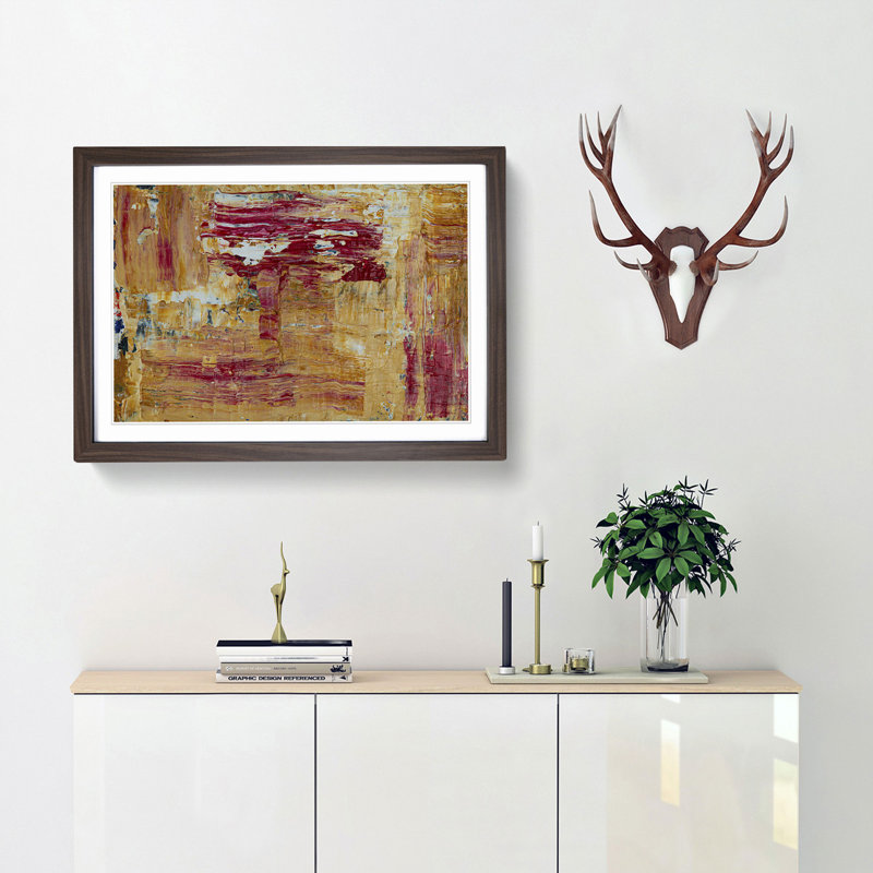 Abstract Art Painting Vol.156 by S.Johnson - Picture Frame Painting Print, 62cm H x 87cm W x 2cm D, Walnut Framed