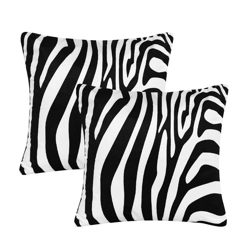 Ensemble de housse de coussin noir / blanc à imprimé animal, Housse de coussin seulement - sans coussin