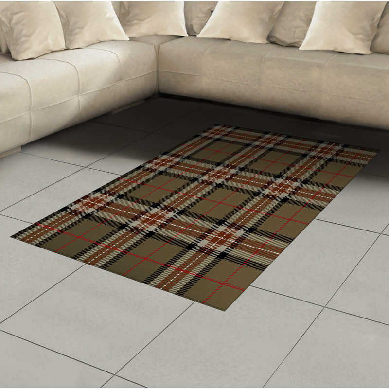 Tapis décoratif à haute densité en fibres de polyester à carreaux, Rectangle— 4 pi x 5 pi 8 po