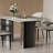 63" Modern Glossy Dining Table, Natural Stone Double-Layer Top with Stainless Steel Base, Seats 4-6