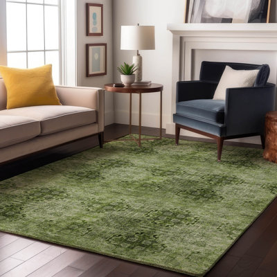 Premium Machine Washable Cerrito AMF557 Olive Rug