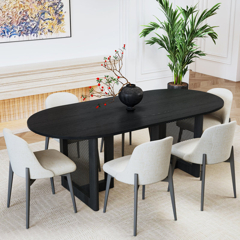 Ensemble de table de salle à manger 7 pièces Clee, Noir