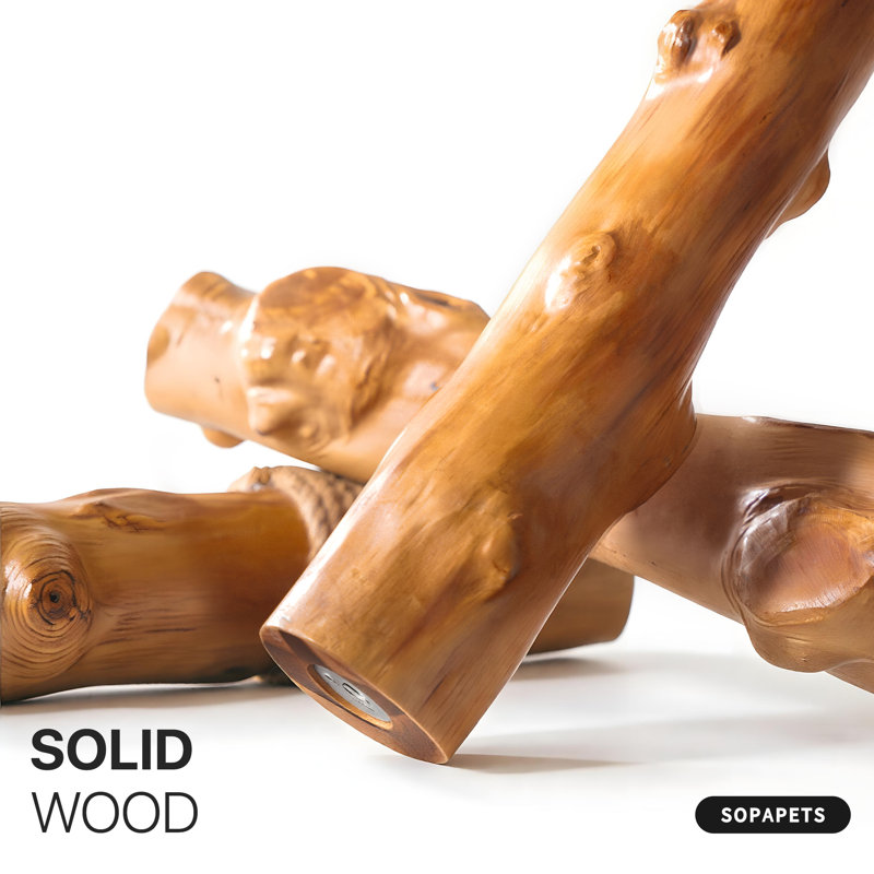 Arbre à chat en bois massif Artisan, Beige