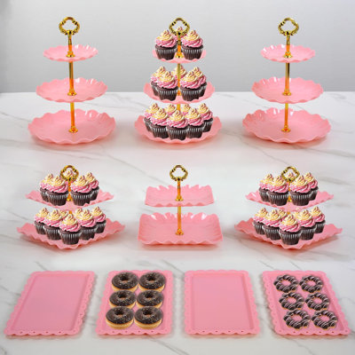 Pack of 10 Cake Stand Set for Birthday Bridal Baby Shower Party