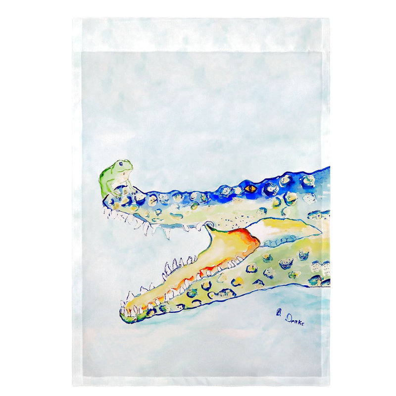 Drapeau de jardin en polyester 1 face croc grenouille, H 18 po x l 12,5 po