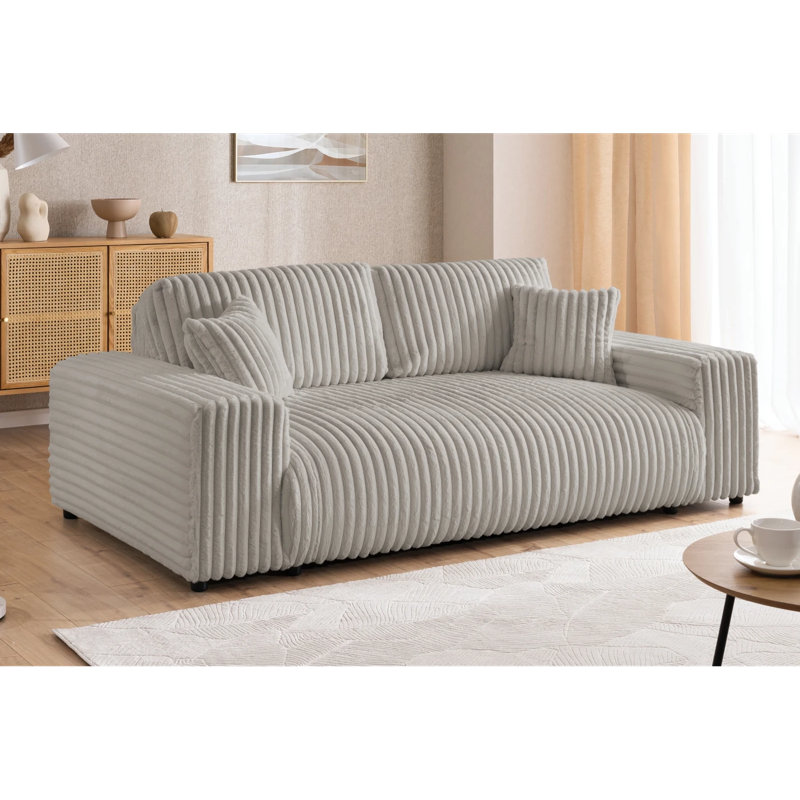 Mollis 2 Seater Corduroy Sofa, Light Grey