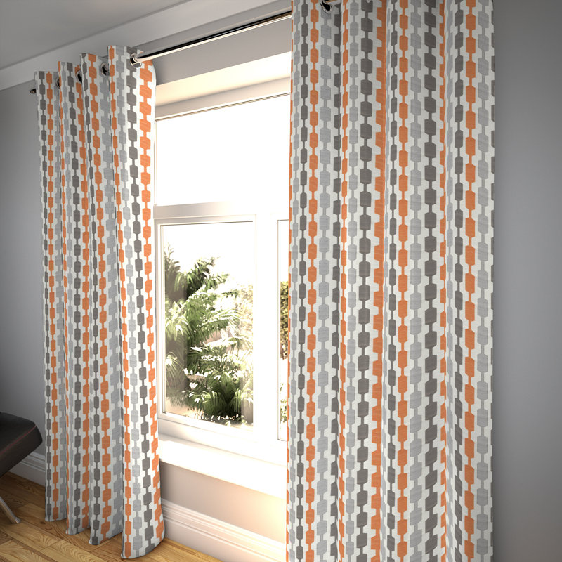 Annet Blackout Curtain Pair, 116 W x 228 D cm, Orange/Grey