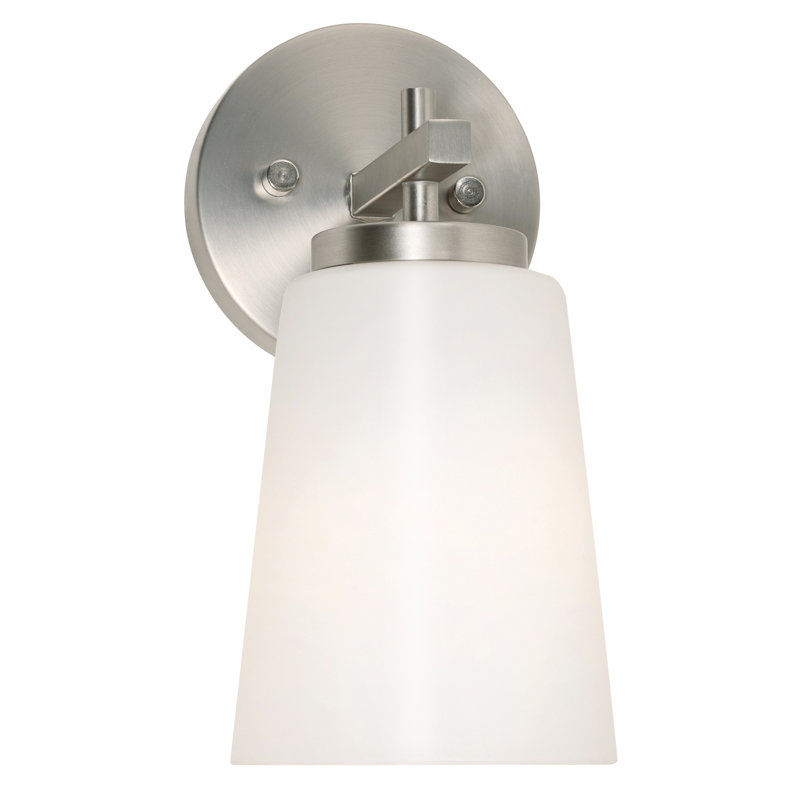 Crosston Armed Sconce, Satin Nickel, White