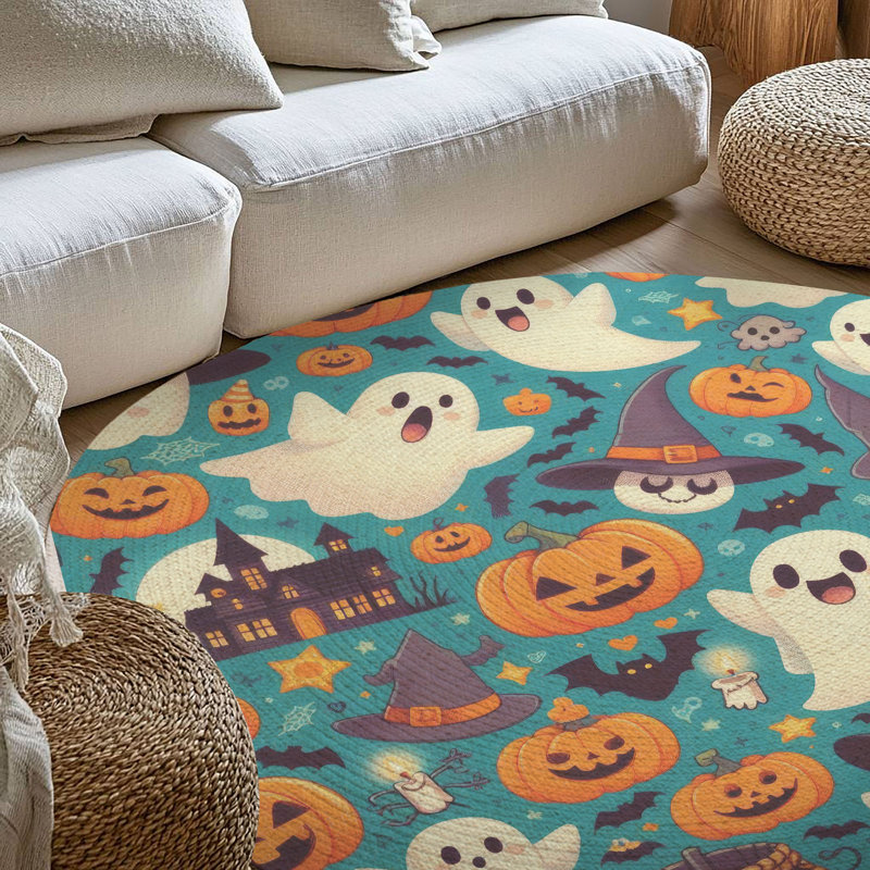 Tapis tressé Pumpkin Phantoms, Rond 5 pi
