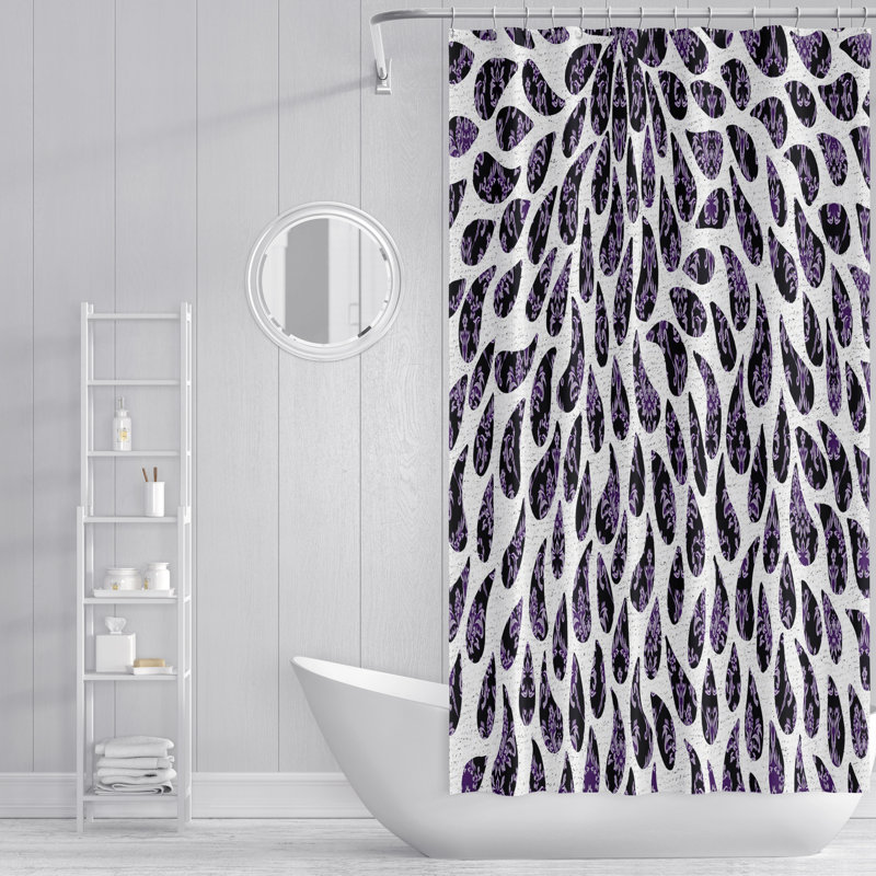 Rideau de douche simple à motif cachemire, H 83 po x l 70 po, Noir