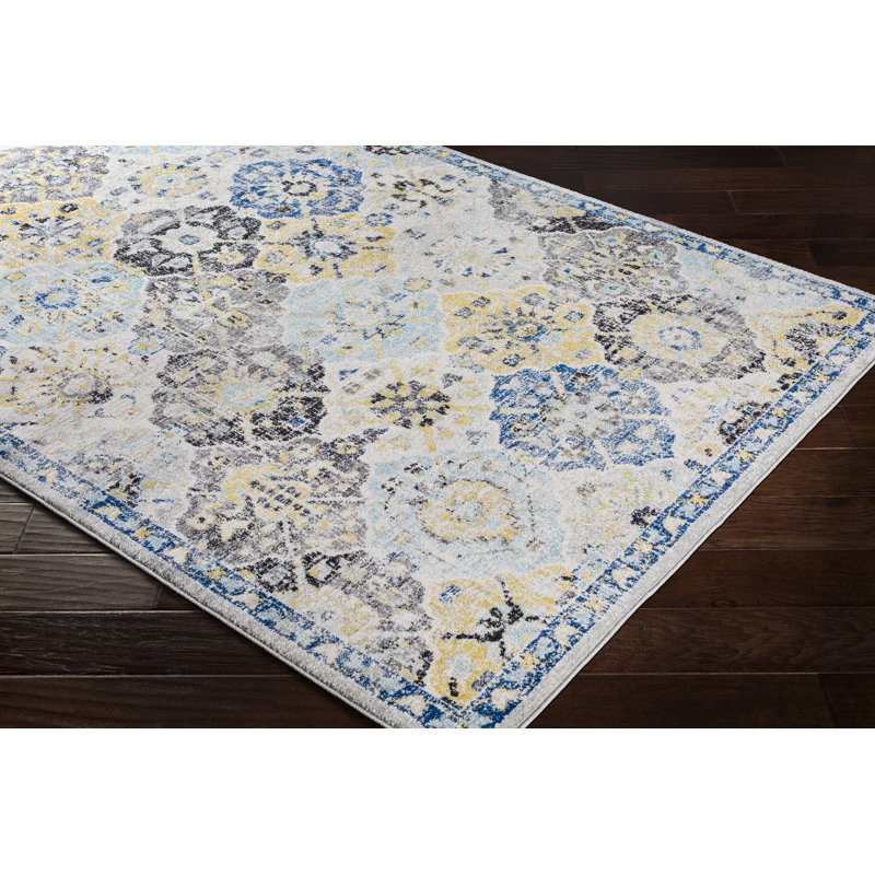 Hillsby Blue/Mustard/Grey Rug, Rectangle 160 x 220cm