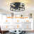 18In Caged Ceiling Fan With Light,Rustic Farmhouse Ceiling Fans With Lights And Remote,Bladeless Black Fandelier Ceiling Fan,Small Flush Mount Ceiling Fan For Kitchen, Bedroom(6 Speed, Timing)