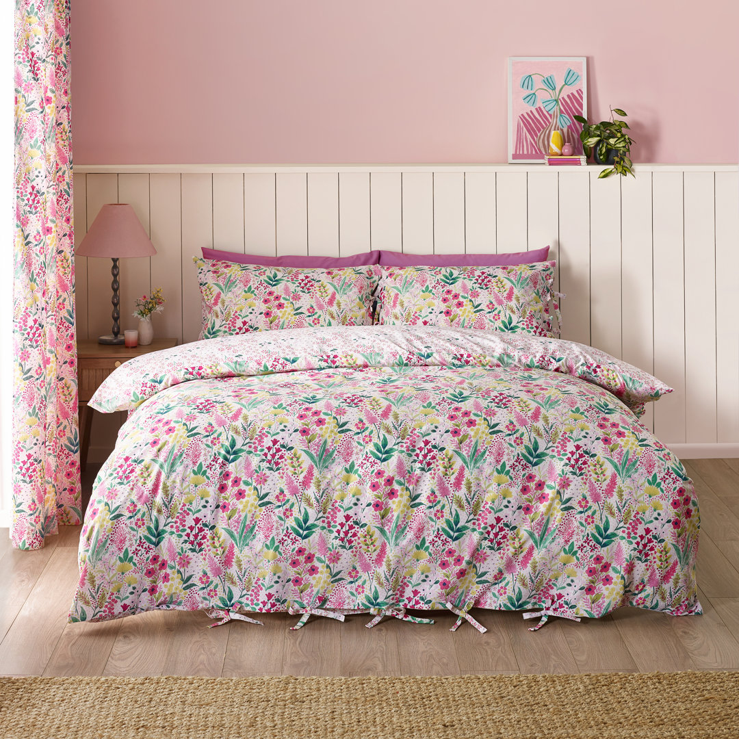 Catherine Lansfield Tilly Floral Reversible Single Duvet Cover Set with Pillowcase Pink - Image 4