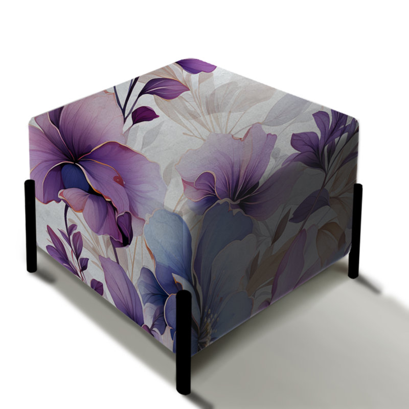 Fleurs blanches et mauves Wonderland - repose-pieds carré floral