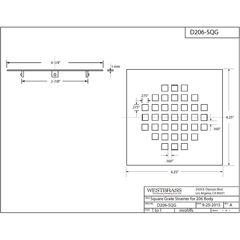 4.25'' Oil Rubbed Bronze Square Drain Cover