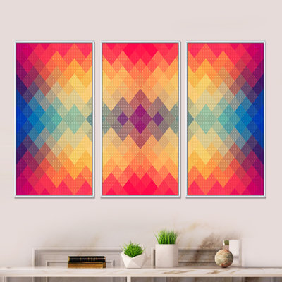Motif géométrique coloré - ensemble de 3 impressions sur toile flottante