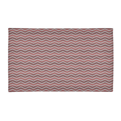 Tapis zone rose/noir ondulé chevrons