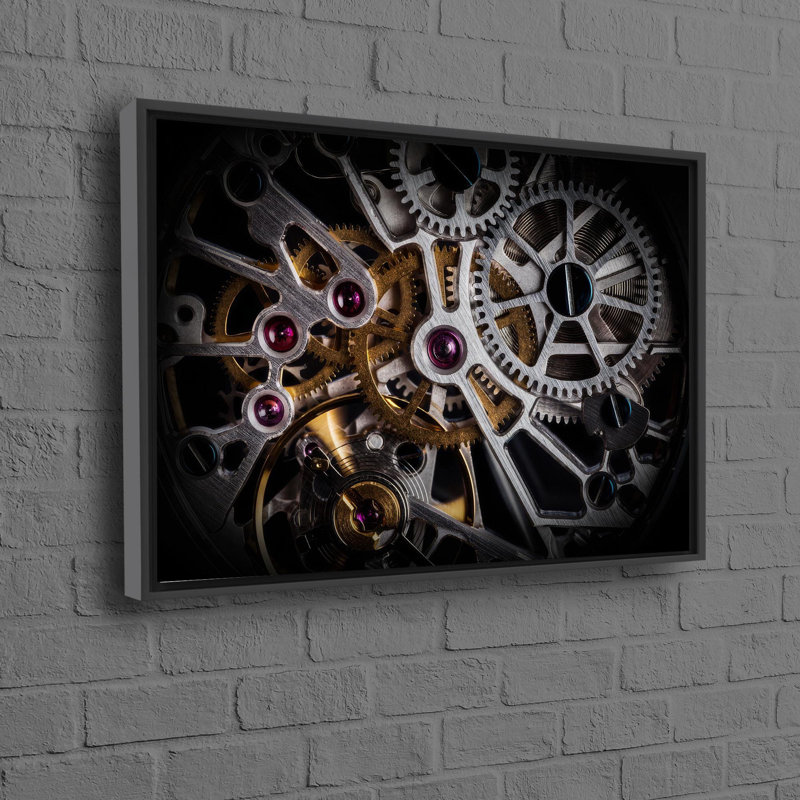 Modern Handmade Automatic Watch Mechanism Wall Hanging Art in Canvas Ideal for Personalized Gift, 50 cm H x 70 cm W