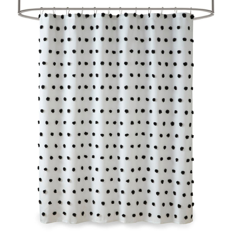 Rideau de douche en coton jacquard 1 pièce, Noir