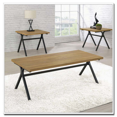 3-Piece Occasional Table Set Golden Oak