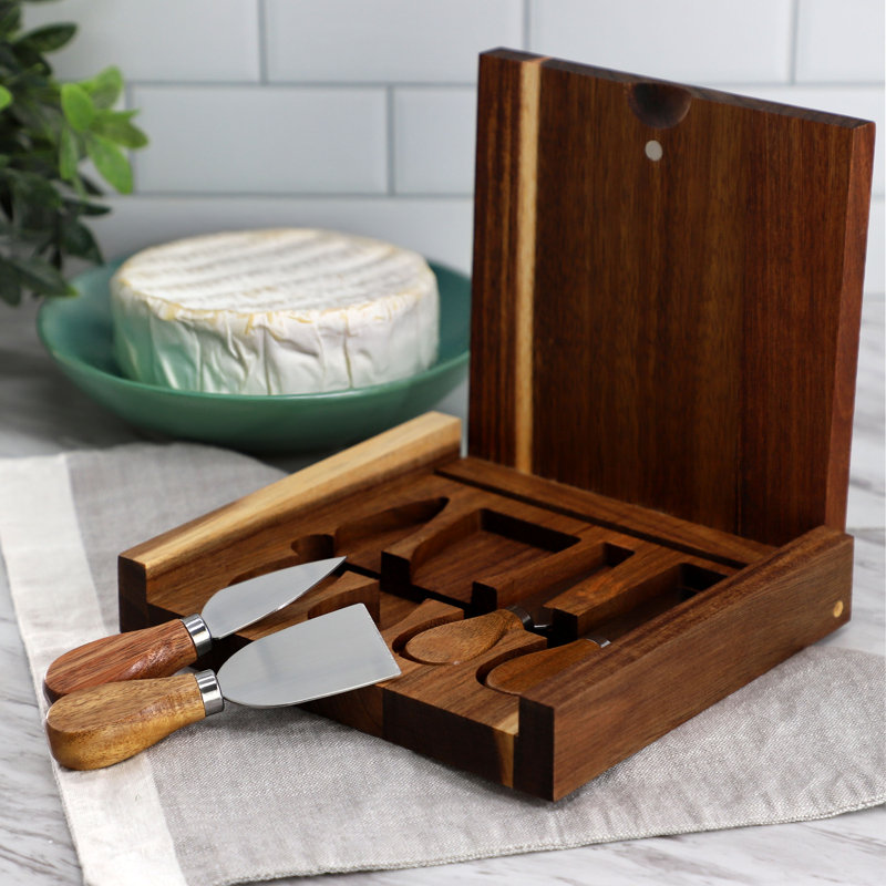  Ensemble de planche à fromage carrée 5 pièces en bois d'acacia
