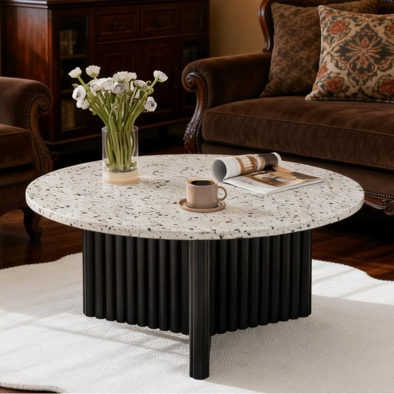 Modern Faux Marble Round Coffee Table