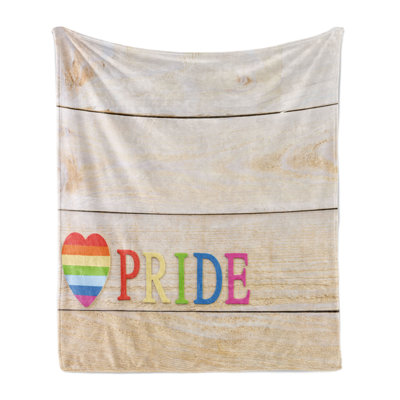 Ambesonne Pride Fleece Throw Blanket Heart Sign Colorful Love Multicolor
