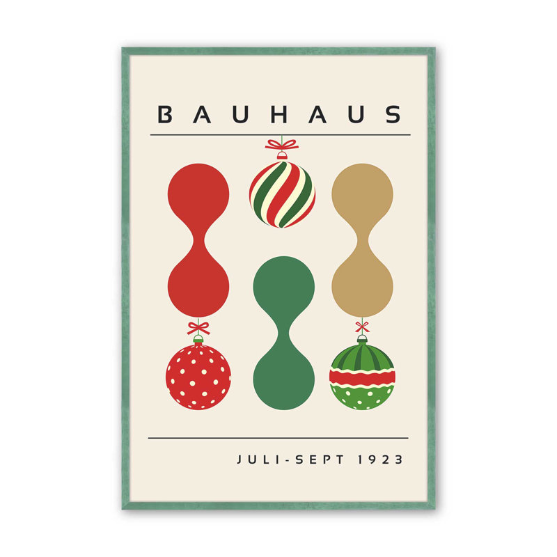 Bauhaus Retro Christmas Ornaments, 15" H x 12" W, Lemon Grass Single Picture Framed
