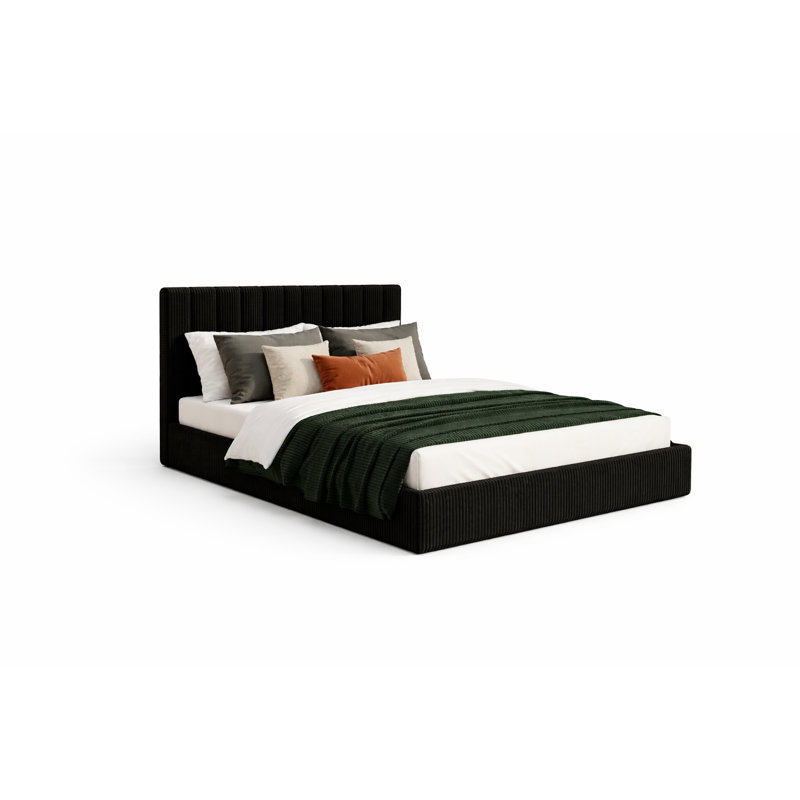 Upholstered Ottoman Storage Bed, European Double (140 x 200 cm) , Black 
