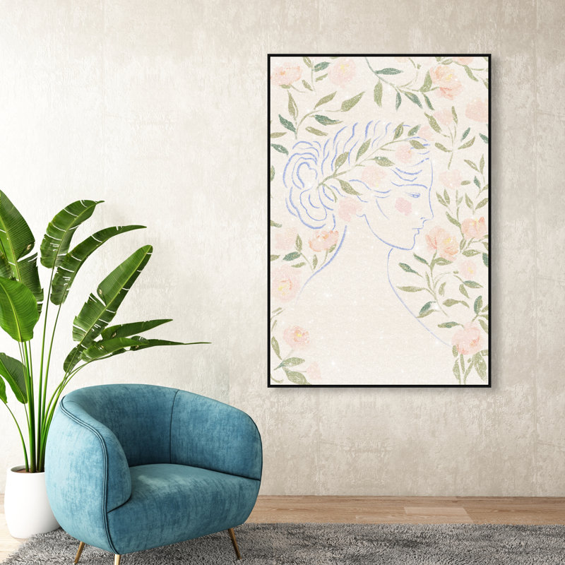 Blooming Hera Print by Oliver Gal, 46"H x 31"W, Black Floater Frame