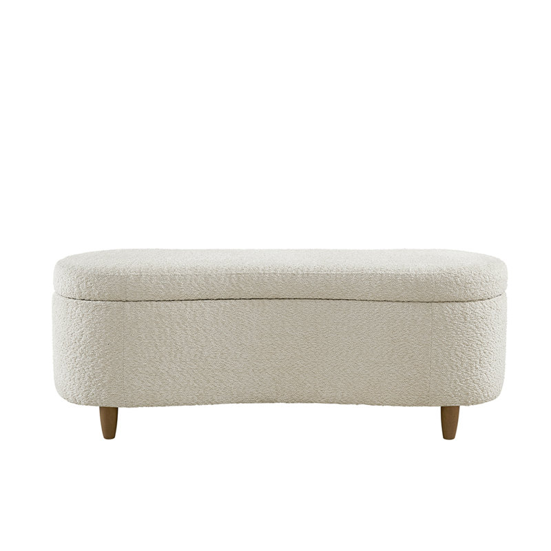 Bailey Boucle Flip Top Storage Bench, Cream