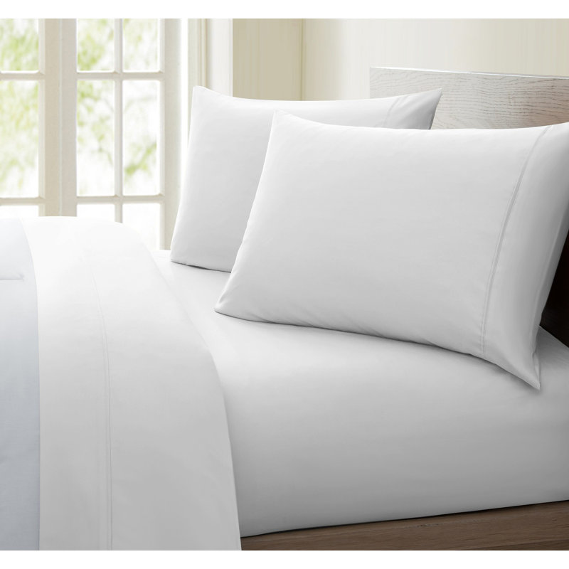 100% Cotton Sheet Set, California King Sheet Set with 2 Pillowcases, White