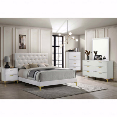Queen Bed Frame, Upholstered Design Panel