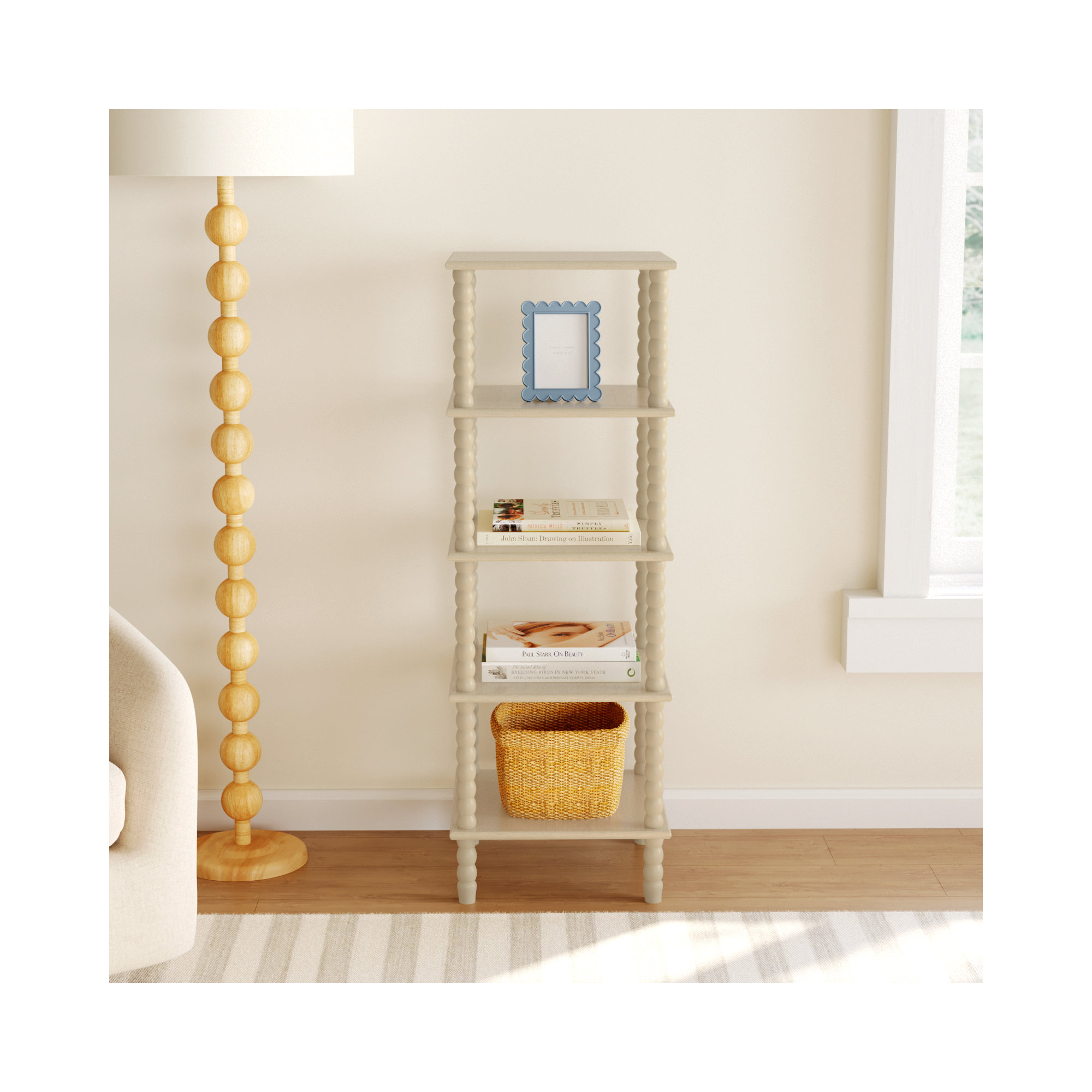 Netta 5 Tier Shelving Unit, Sand