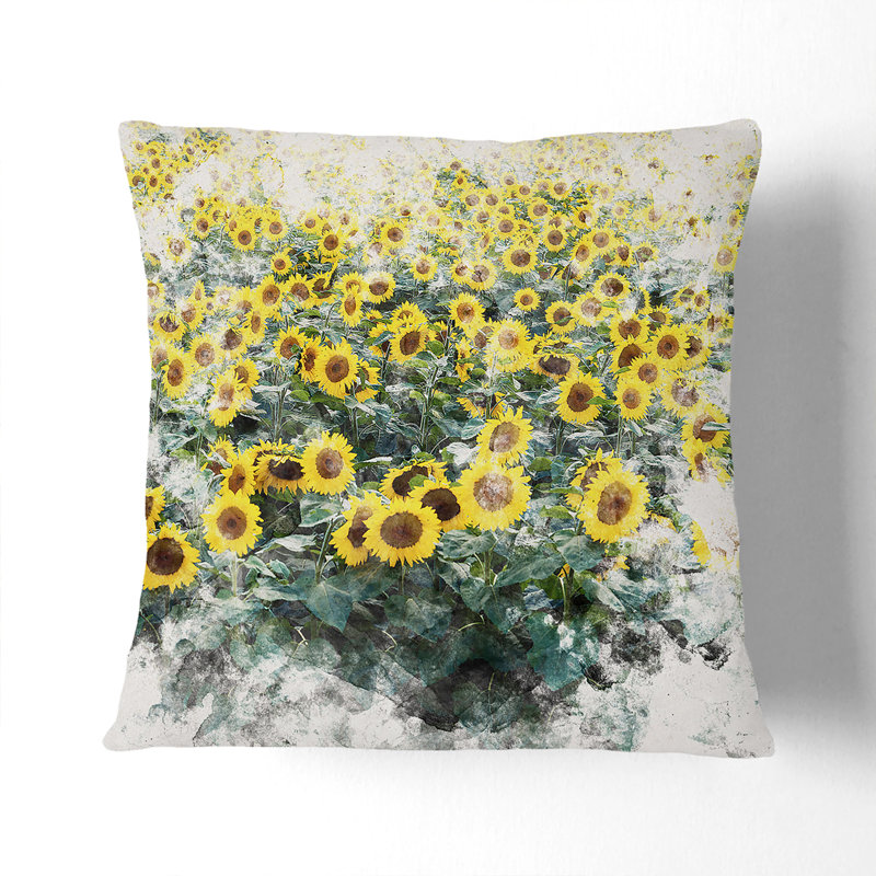 Floral Square Throw Cushion, White, 55cm H x 55cm W x 20cm D