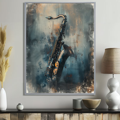 Grey Saxophone Sizzle Portrait - Music Jazz Wall Art Living Room