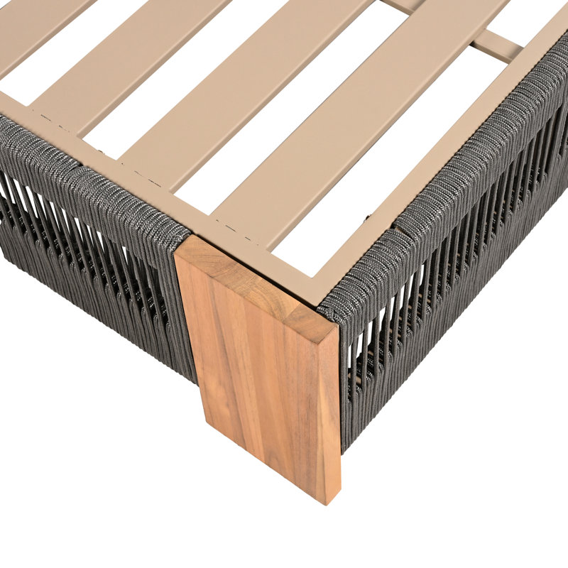 Non rembourré, extérieur, bois, patio, méridienne réglable, corde grise, fer naturel, intempéries, 2