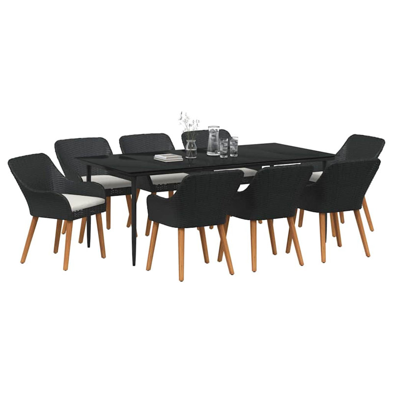 Ensemble de salle à manger de jardin avec coussin 5 pièces vidaXL, 4, 29.1" H x 63" W x 31.5" D, Black