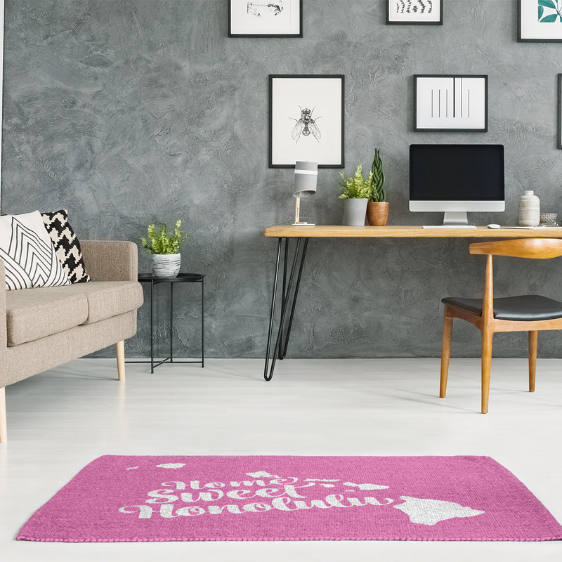 Tapis de zone rose hawaii honolulu, Rectangle 5 pi x 7 pi, Oui