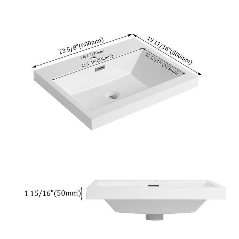 24" Bathroom  Resin Sink
