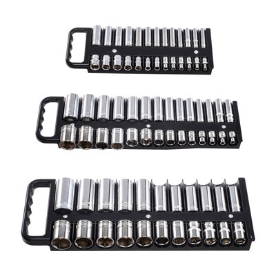 Portable Socket Organizer Set 3PCS 76-Clip Magnetic Socket Tray Metric/SAE