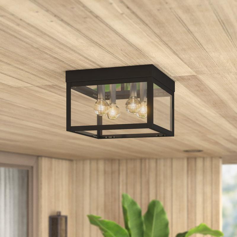 Bartek 4 - Bulb Outdoor Flush Mount, Black