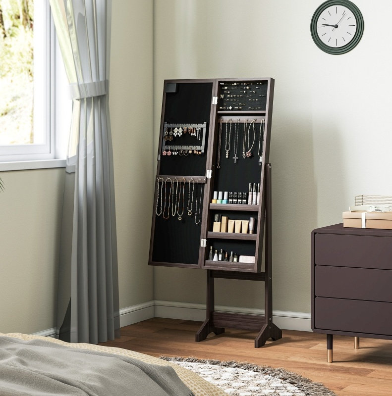 Freestanding Jewelry Armoire, Dark Brown