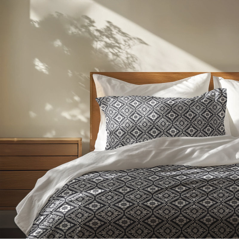 Talia Small 3- Piece Decorative Lightweight Comforter Set, Charcoal, King Comforter + 2 King Pillowcases