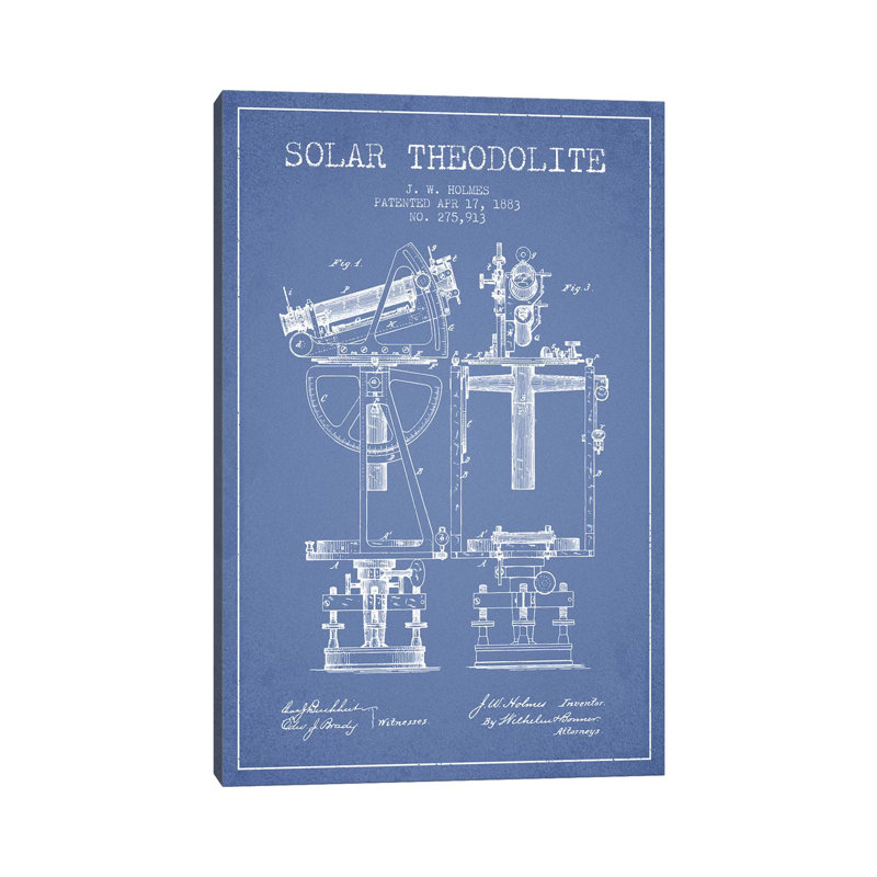 J.W. Holmes Solar Theodolite Patent Sketch (Light Blue) by Aged Pixel - Wrapped Canvas Gallery-Wrapped Canvas Giclée
